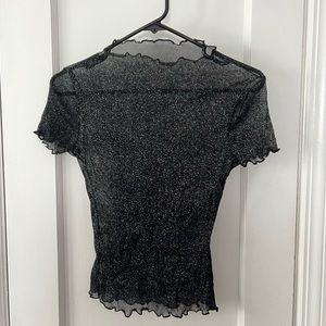 Black Glitter Mesh Top